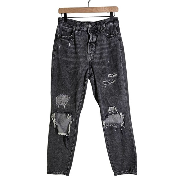 Old Navy OG Straight Extra High Waist Distressed Jeans‎ 6 Faded Black - Picture 1 of 9
